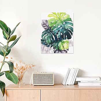 【木製パネル原画】モンステラ【透明水彩】 木製パネル原画】モンステラ【透明水彩】