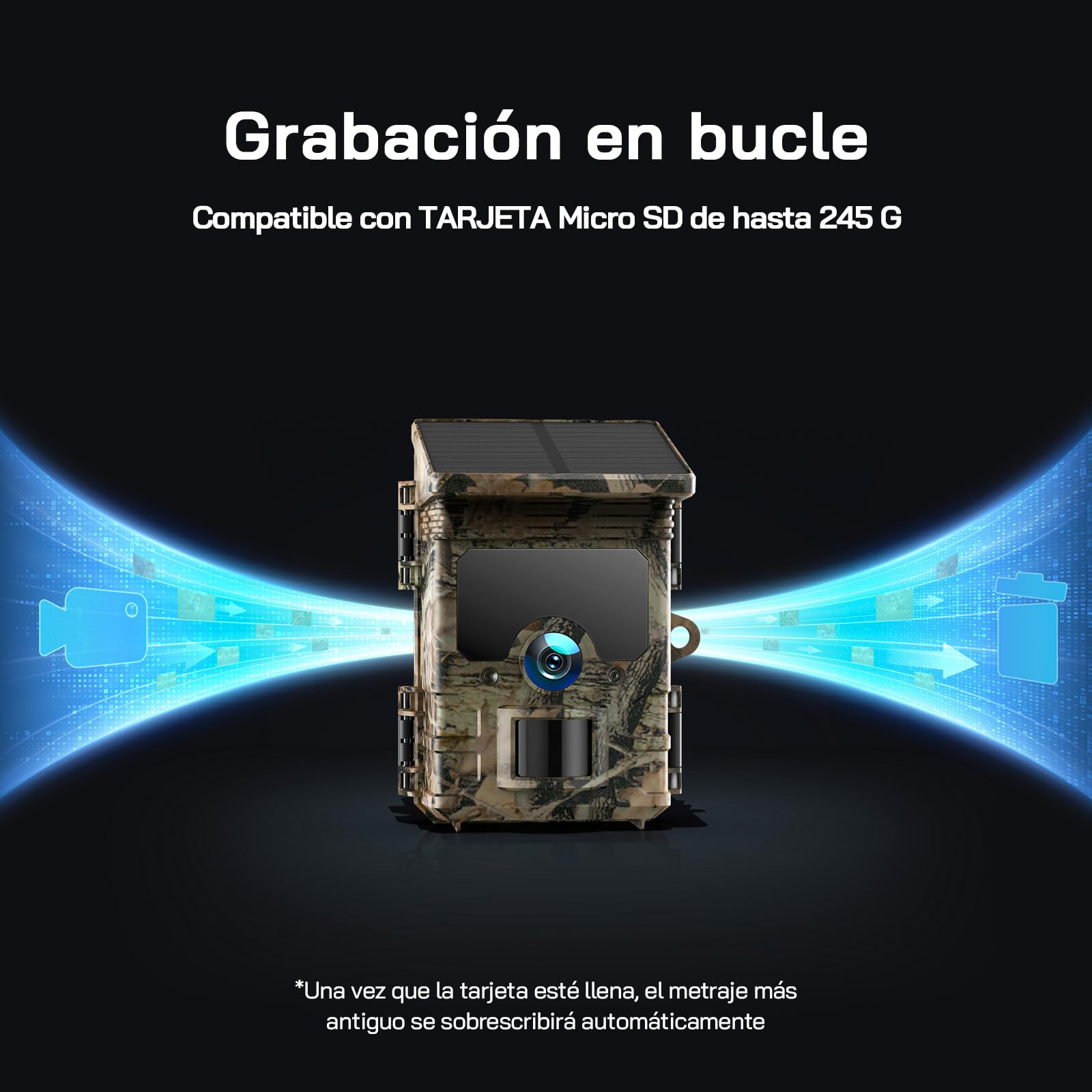 WOLFANG Cámara de Caza, 4K 68MP Solar Wi-Fi Bluetooth Cámara Caza con Visión Nocturna, Envío al Móvil App, Detección 120°, Disparo de 0.1 s, Batería de 5200 mAh, IP66, para Monitoreo de Vida