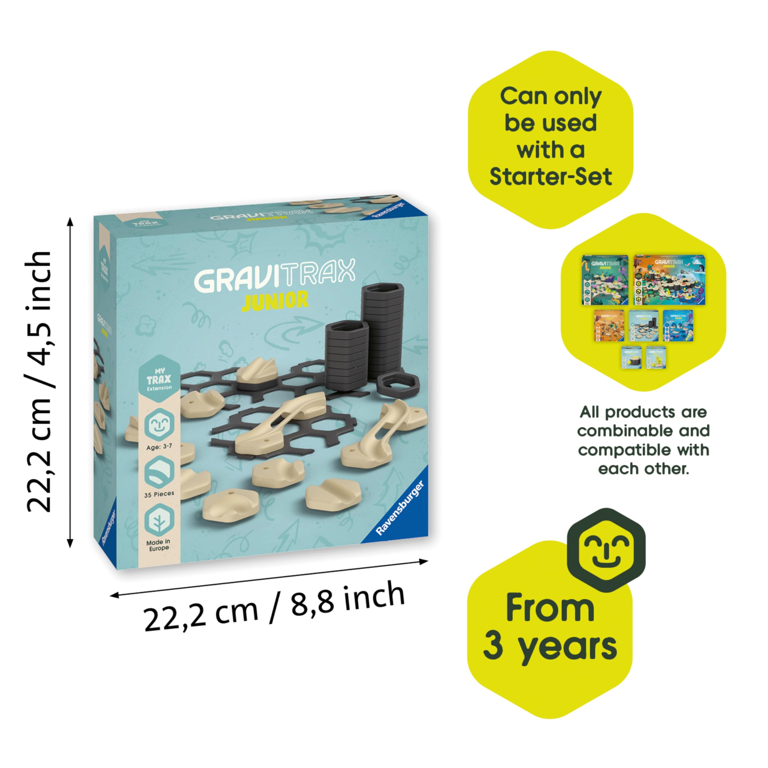 Ravensburger - Gravitrax Junior Extension Trax | Circuito Canicas Con 35 Pieza | Rompecabezas Niños Con Canicas | Juegos Para Niños De 3 Años | Juegos Mesa Compatibles Con Todos Los Gravitrax