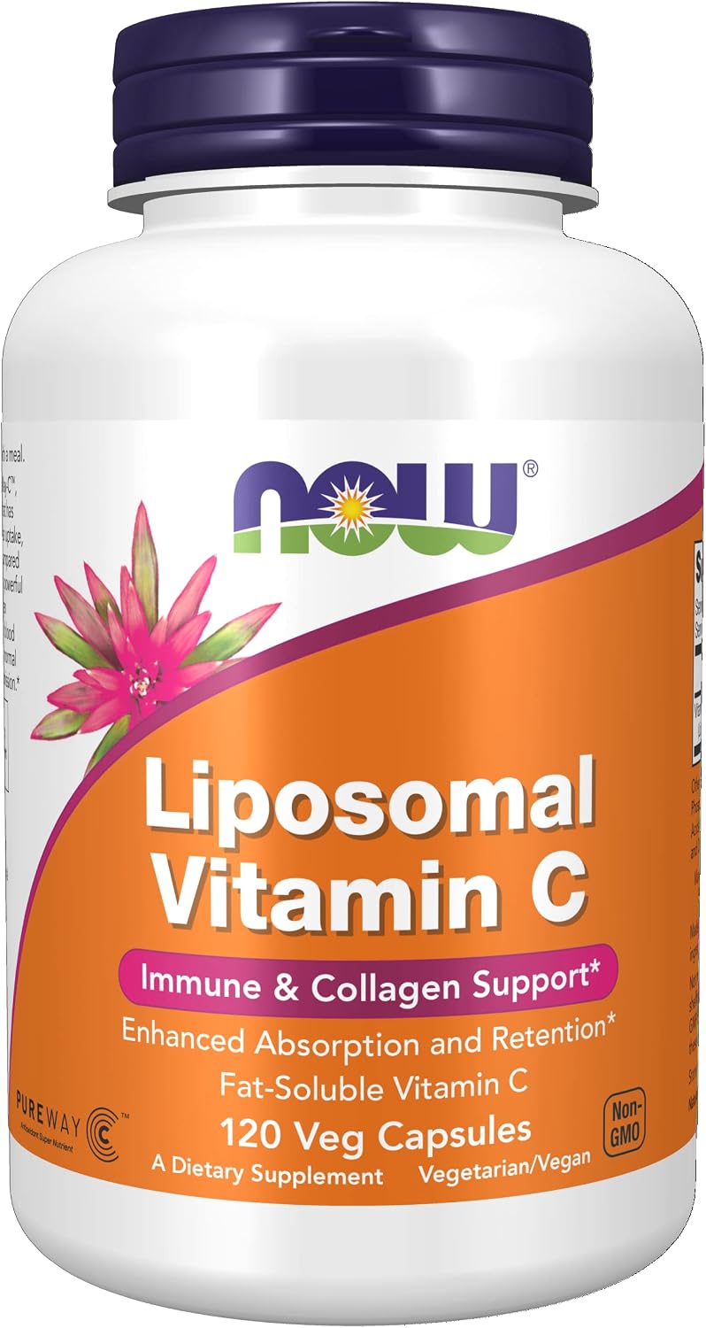 NOW Supplements, Liposomal Vitamin C, Immune & Collagen Support*, 120 Veg Capsules