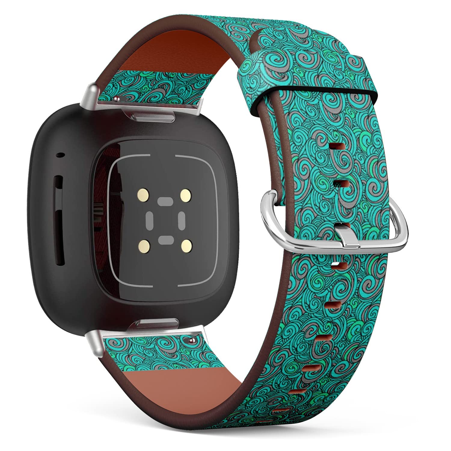 CJBROES Replacement Leather Watch Band, Compatible with Fitbit Versa 3 and Fitbit Sense of Wristband Bracelet Accessory - Pattern Design