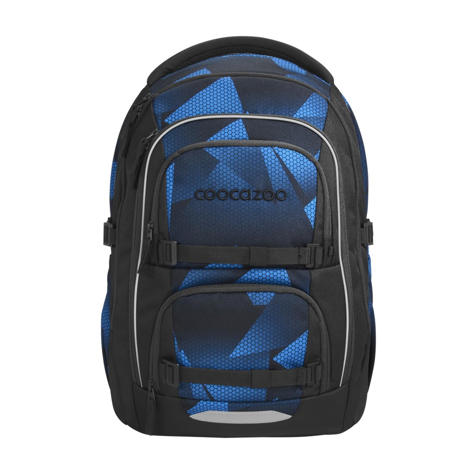 Coocazoo PORTER Schulrucksack „Electric Ice”, schwarz-blau, ergonomischer & anpassbarer Tornister, höhen- & größenverstellbar, mit Brustgurt & Hüftgurt, ab der 3. Klasse