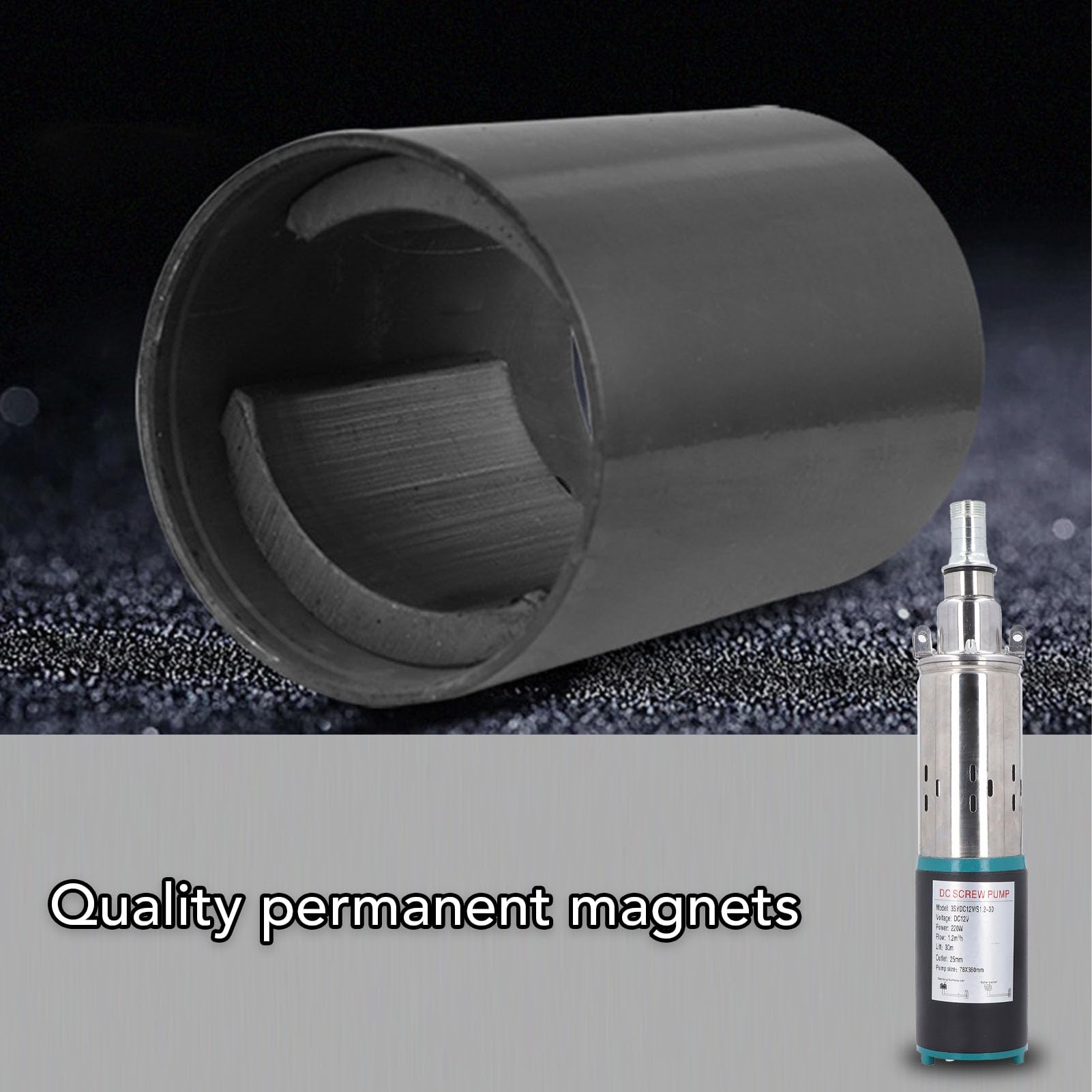 Bomba de Tornillo de 12 V CC Bomba Sumergible de Pozo Profundo de Acero Inoxidable Cabeza de 30 M Caudal de 1,2 M³/H para Depósito de Agua, Solar Compatible con Cable de Alimentación de 7 M