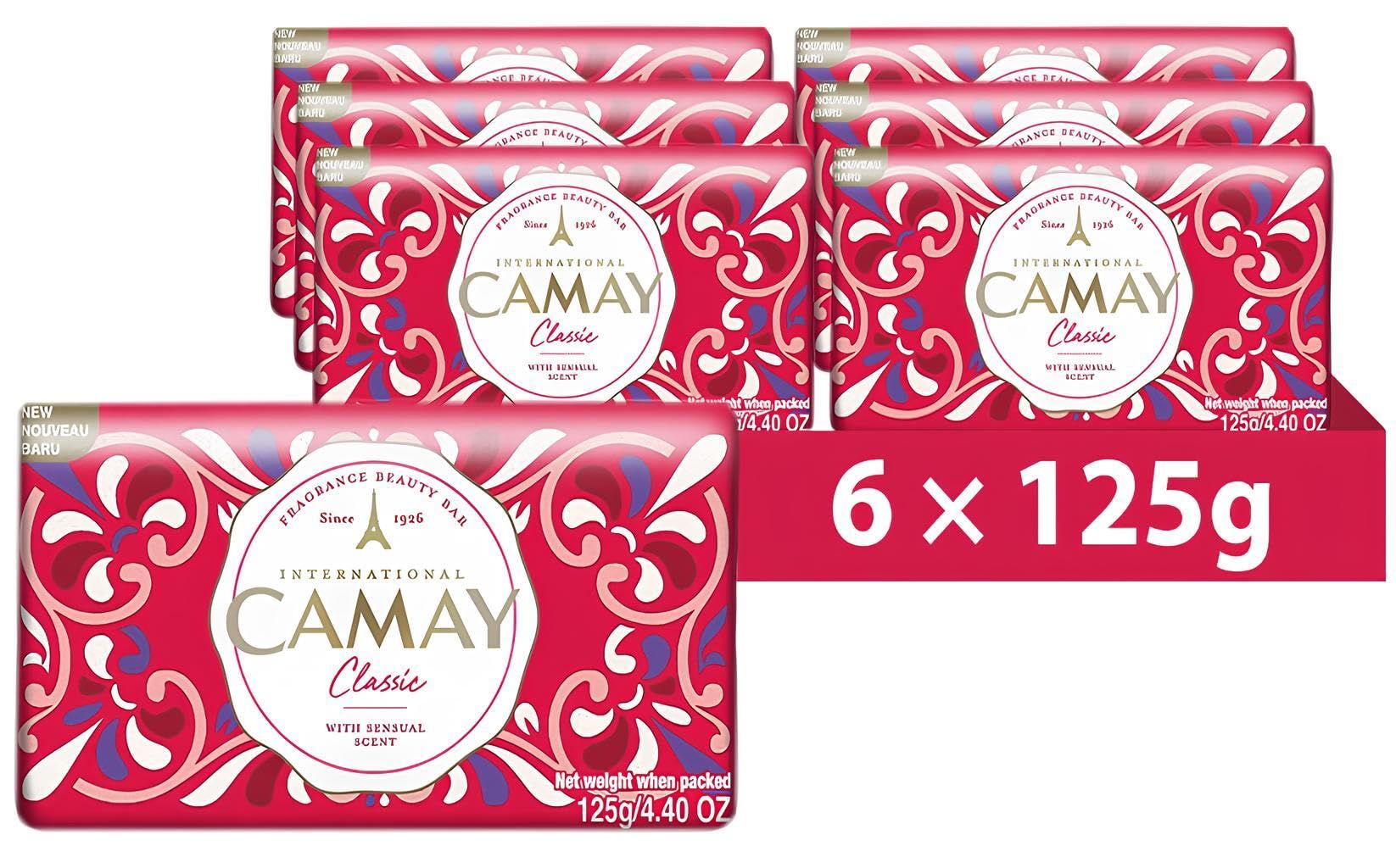 Camay Classic Soap Bar, 125 g (Pack of 6)