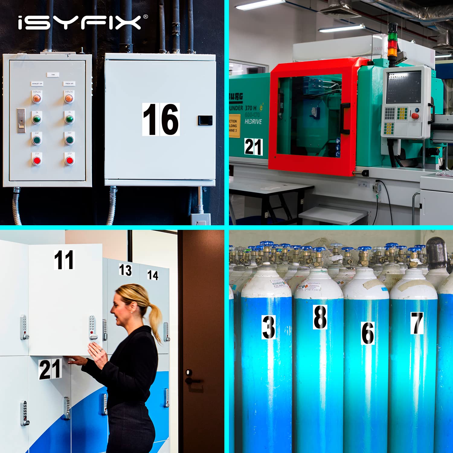 iSYFIX Czarne winylowe naklejki z cyframi - 15 cm samoprzylepne - 2 zestawy - kalkomania premium z białym tłem na skrzynkę pocztową, znaki, okna, drzwi, samochody, ciężarówki, dom, firmę, adres