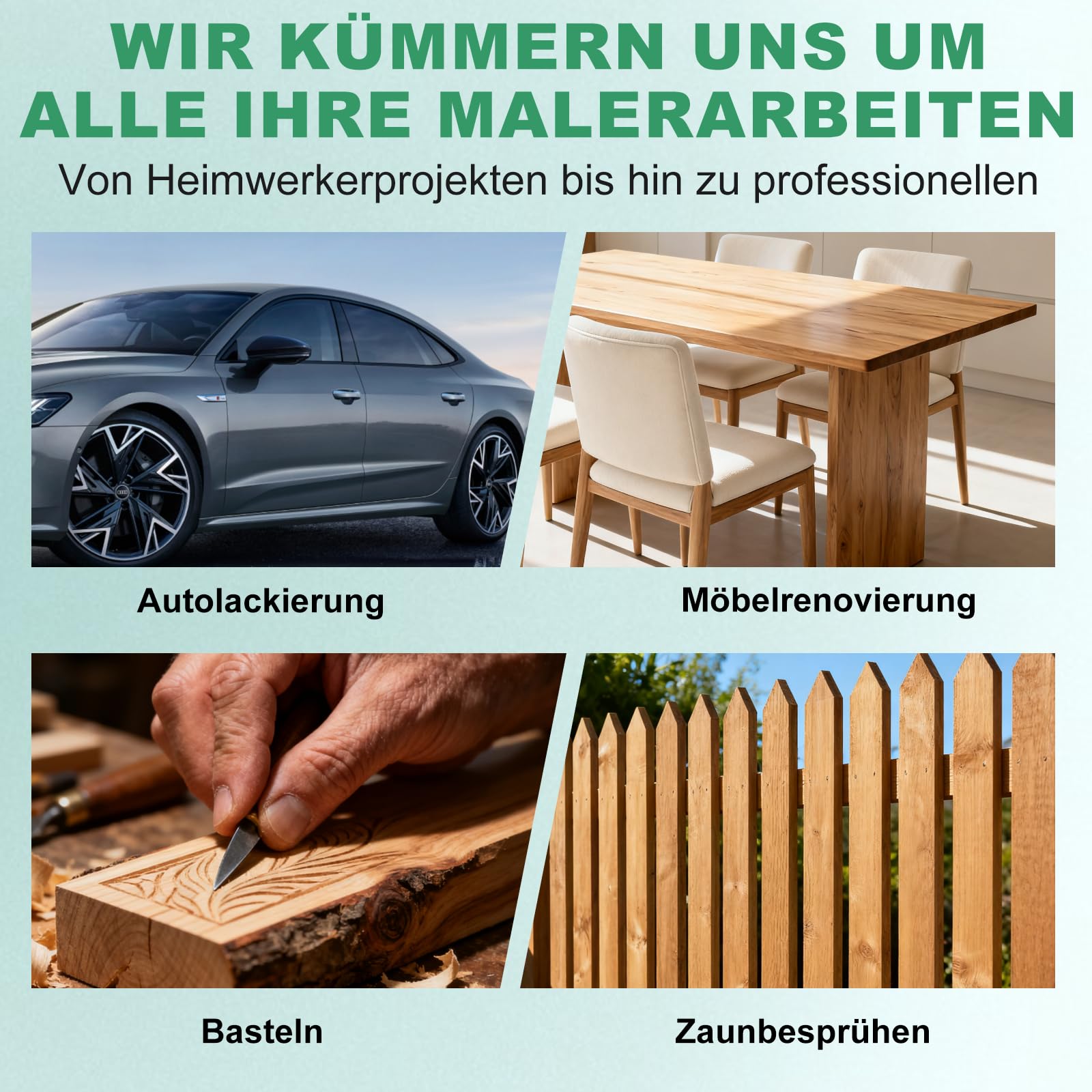 HVLP Lackierpistole Spritzpistole Kit, Lackierpistole Druckluft mit 1,4/1.7/2.0/2,5mm 4 Düsen & 600ml Einweg-Farbspritzpistolenbecher, Farbpistole für Möbel, Wand, Zaun