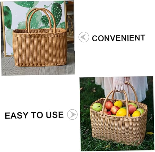 Miniatura 9 de Cesta tejida de mimbre, cesta multiusos de sauces naturales con asa, cesta decorativa de flores, cesta de embalaje de frutas