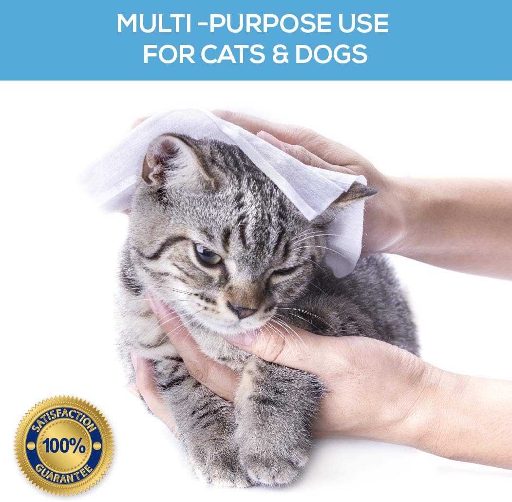 Pets First Dog Grooming Wipes All-Natural Dog Wipes. Large Size 200 Count, Unscented, Smooth, Hydrating, Deodorizing PET CAT Dog Wipes with Aloe Vera Lotion & Vitamin E for Soothing Entire Body!