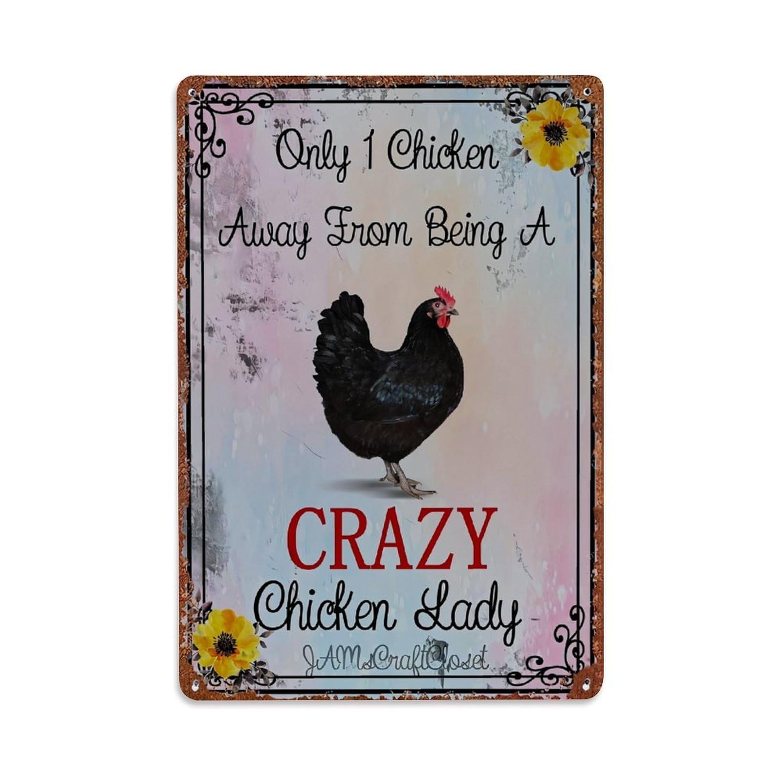 Jdfenggu Vintage Chicken Lady Sign Art Print Retro Metal Tin Sign, Decor Art Poster For Bar, Home, Man Cave, Kitchen, Laundry Room Gift 8X12inch