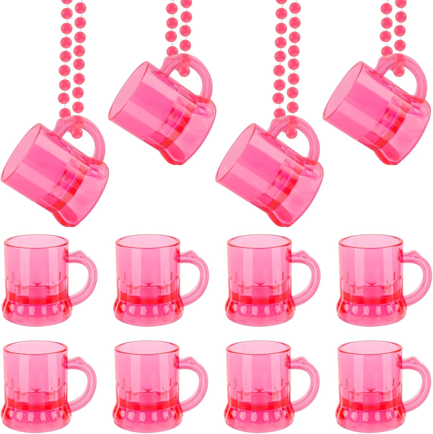 Pink Shot Glass Necklaces, 12PCS 1 Ounce Mini Plastic Shot