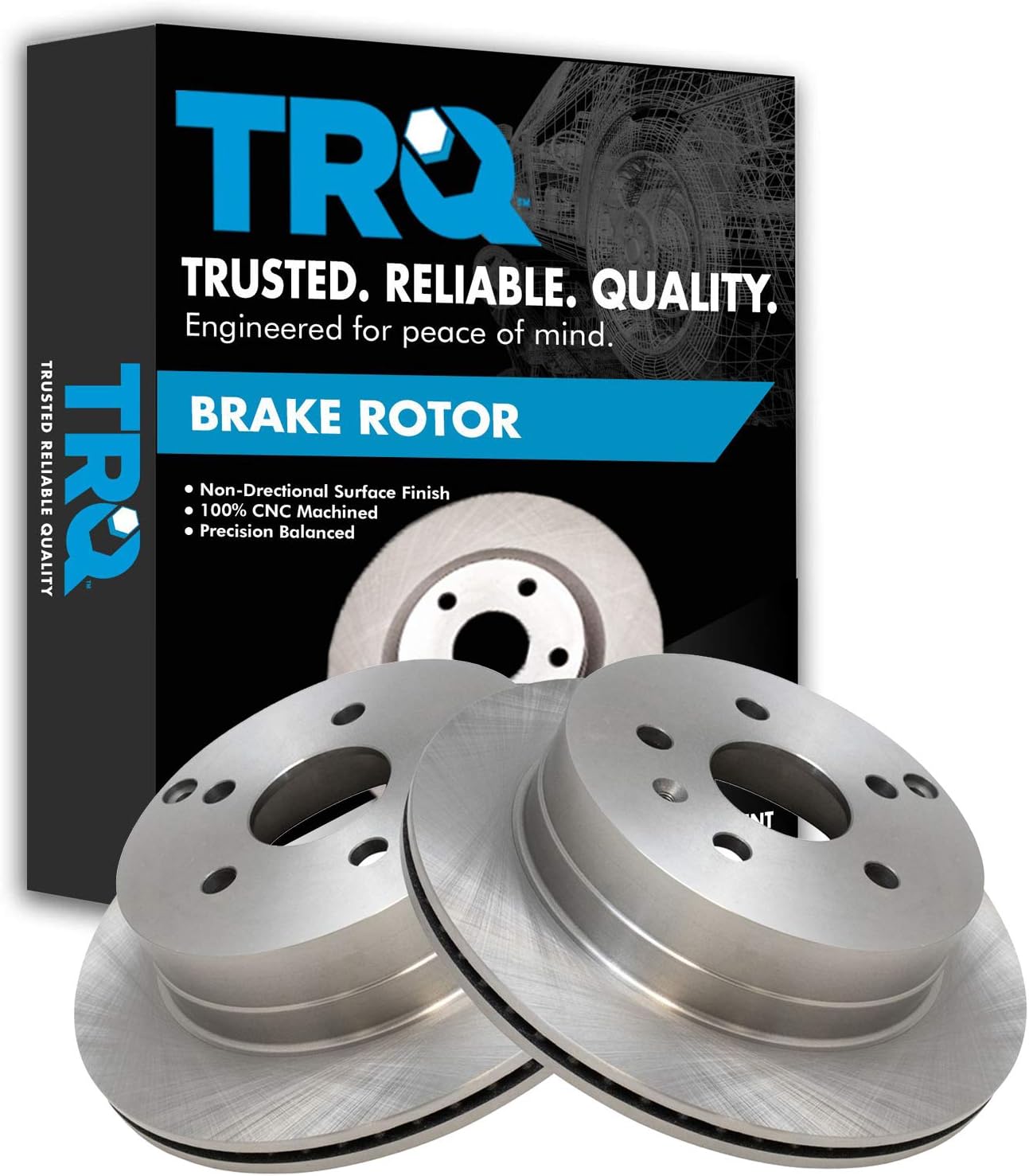 TRQ Rear Brake Rotors Set Vented Compatible with 2010-2017 Chevrolet Equinox GMC Terrain