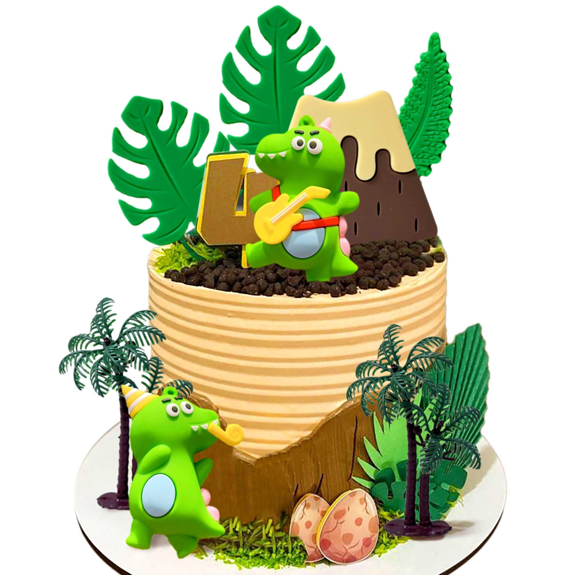 Dinosaur Cake Decorations Dinosaur Cupcake Topper Green Orange Yellow Cake Toppers for Birthday Baby Shower Party Supplies