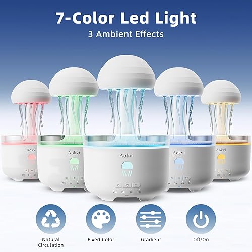 Miniatura 4 de Difusor de aceite esencial de medusa de 10.1 fl oz, difusor de niebla de aromaterapia silencioso para aceites esenciales, con 7 luces LED que