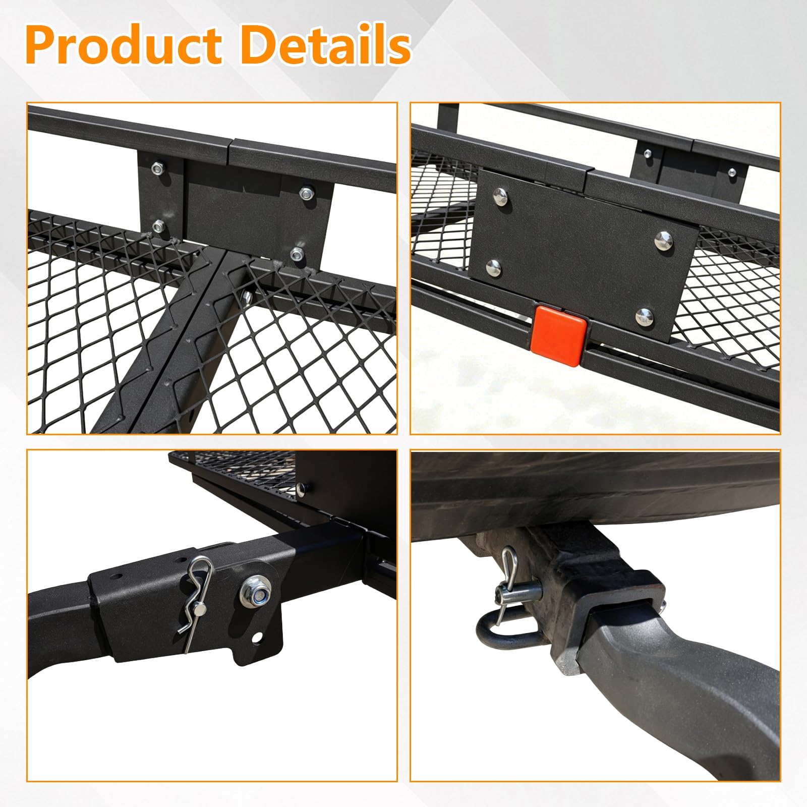 Heckträger für Anhängerkupplung, Gepäckträgerkorb für Anhängerkupplung Suitable for Tow Hitch Einsetzbar in ATV PKW SUV.Hoflader