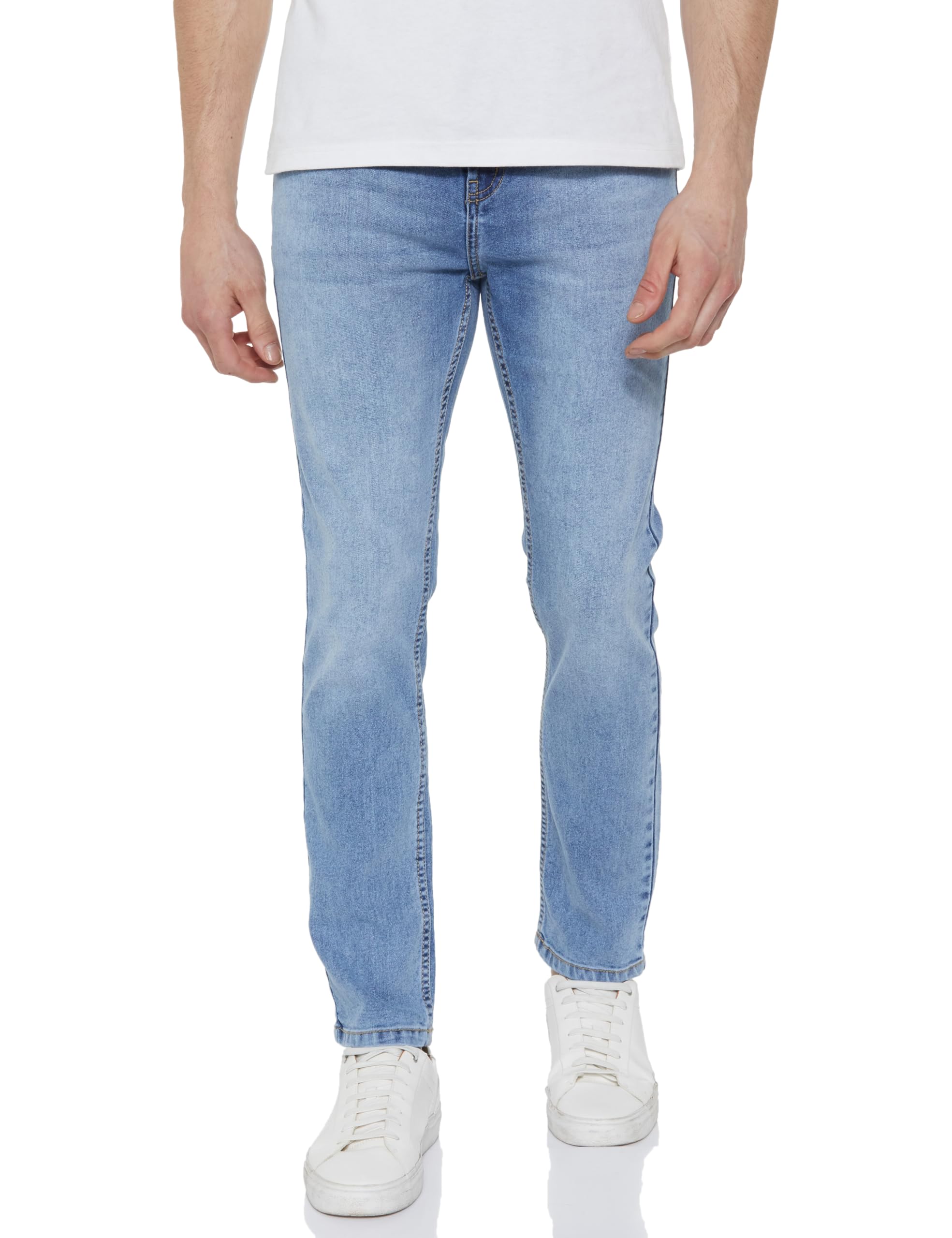 Indo Era Men's Slim Fit Jeans - Mid-Rise | Cotton Blend | Stretchable Fabric | Jeans for Men | Classic 5 Pocket Styling in neutral