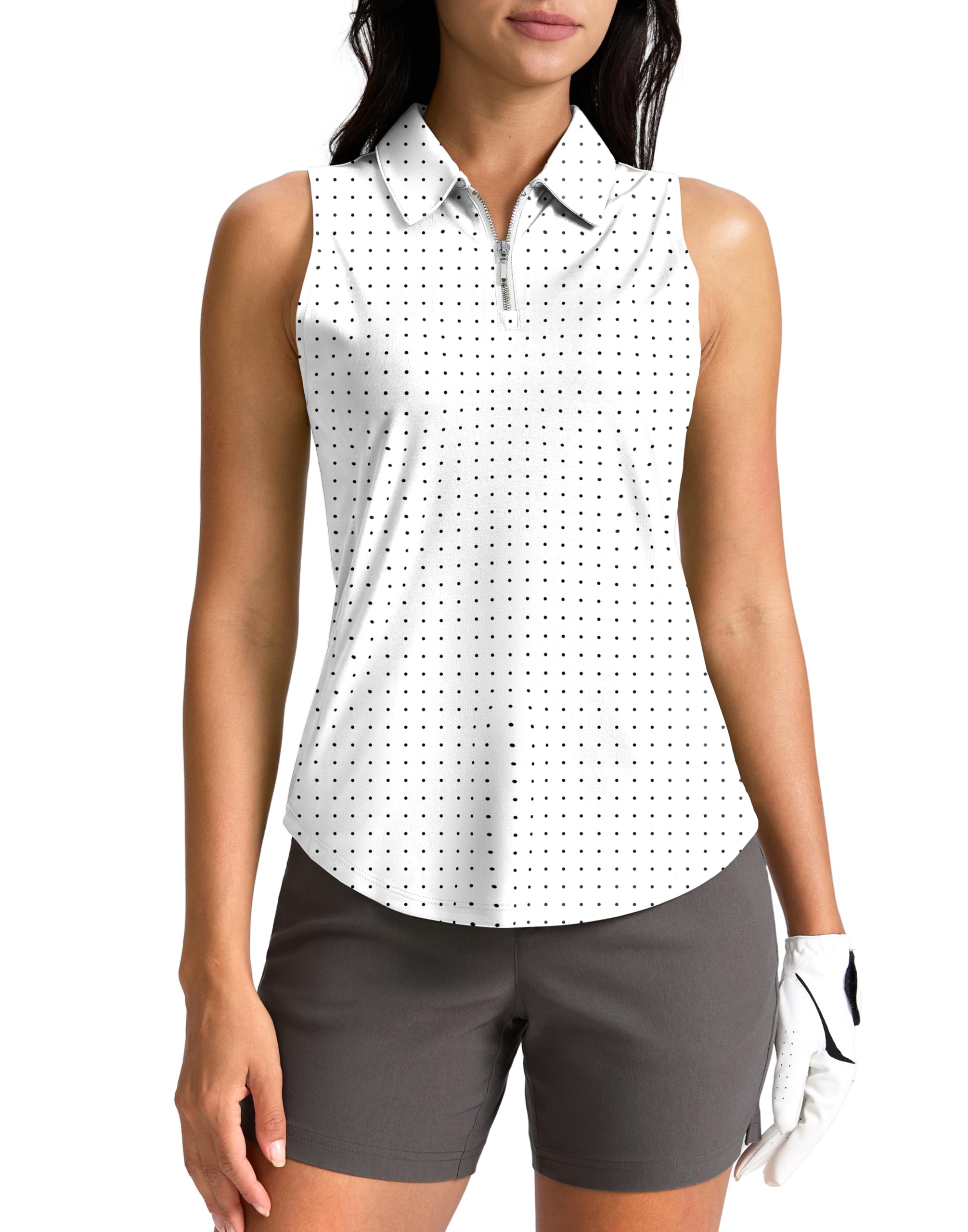 Womens Golf Shirt Sleeveless Zip Up Polo Shirts for Women Collared Lightweight Tennis Athletic Tank Top-image-41