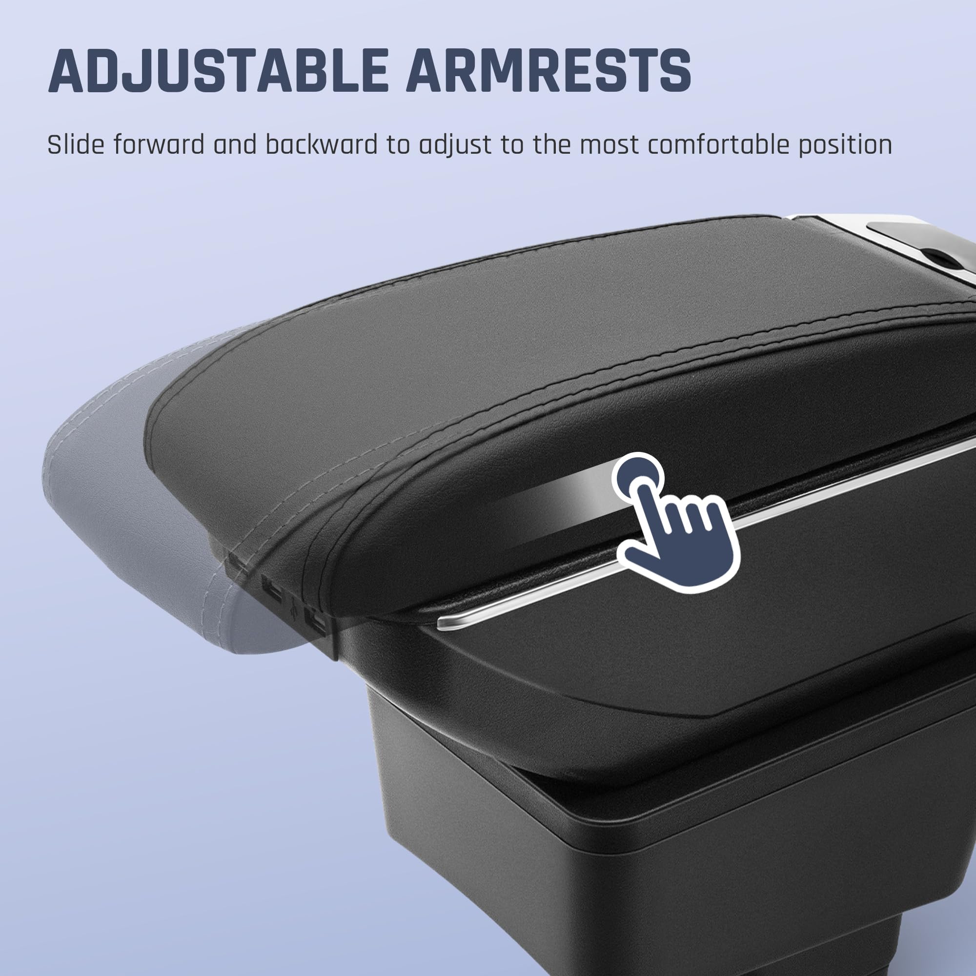 Pour Mitsubishi Mirage Attrage Space Star 2014-2023 Accoudoirs Boîte De Rangement Centrales Consoles Main Avec Porte Gobelets 4 Ports De Charge USB Nori