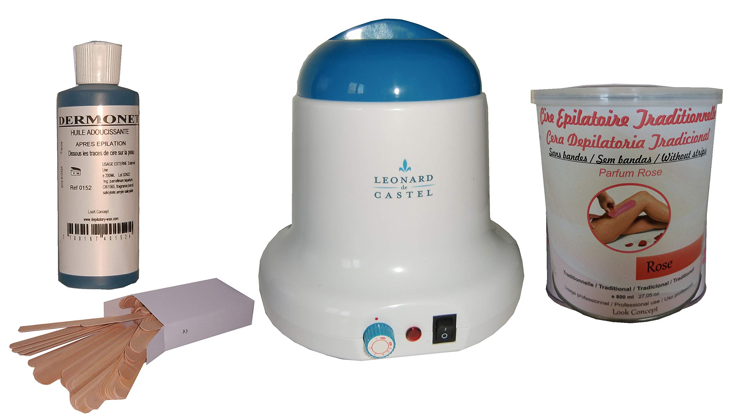 Storepil - Kit épilation chauffe Pot 800 ml. Cire traditionnelle ROSE, spatules, huile post-épilation