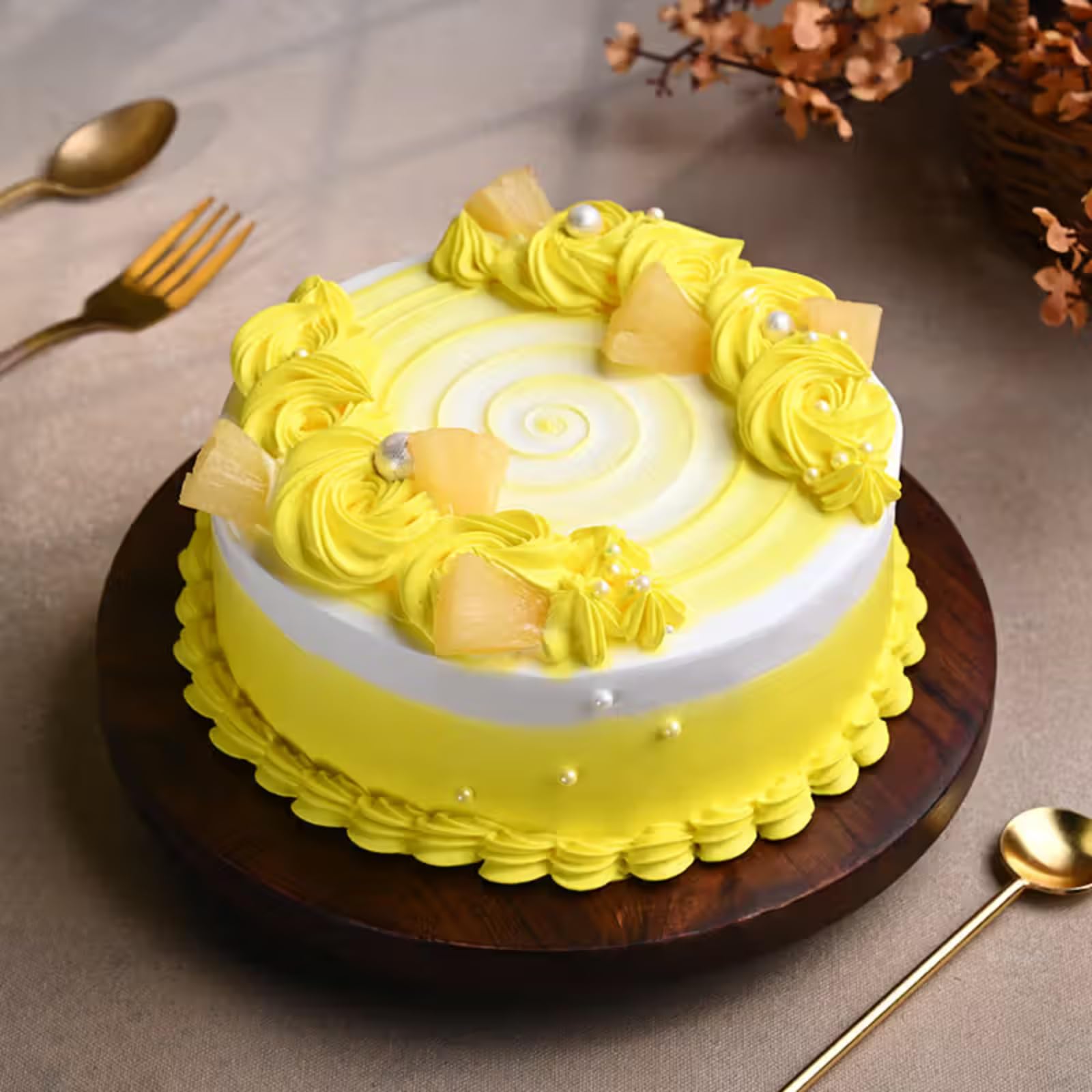 FlowerAura Delicious Fresh Sunshine Pineapple Dream Cake For Birthday & Anniversary Cake, Valentine Day Cake For Boyfriend, Girlfriend, Husband & Wife (Same Day Delivery) (0.5Kg)-image-31