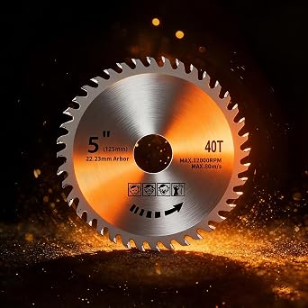 2PCS 5 Grinder Circular Saw Blade for Wood, PVC & Plastic (125mm/40 Teeth) | 22.23mm Woodworking Saws Blade Carbide, Bore Angle Grinder Cutting Disc, 125mm Cutting Disc for Wooden Floor