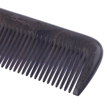 Breezelike No Static Rectangular Chacate Preto Wood Fine Tooth Comb