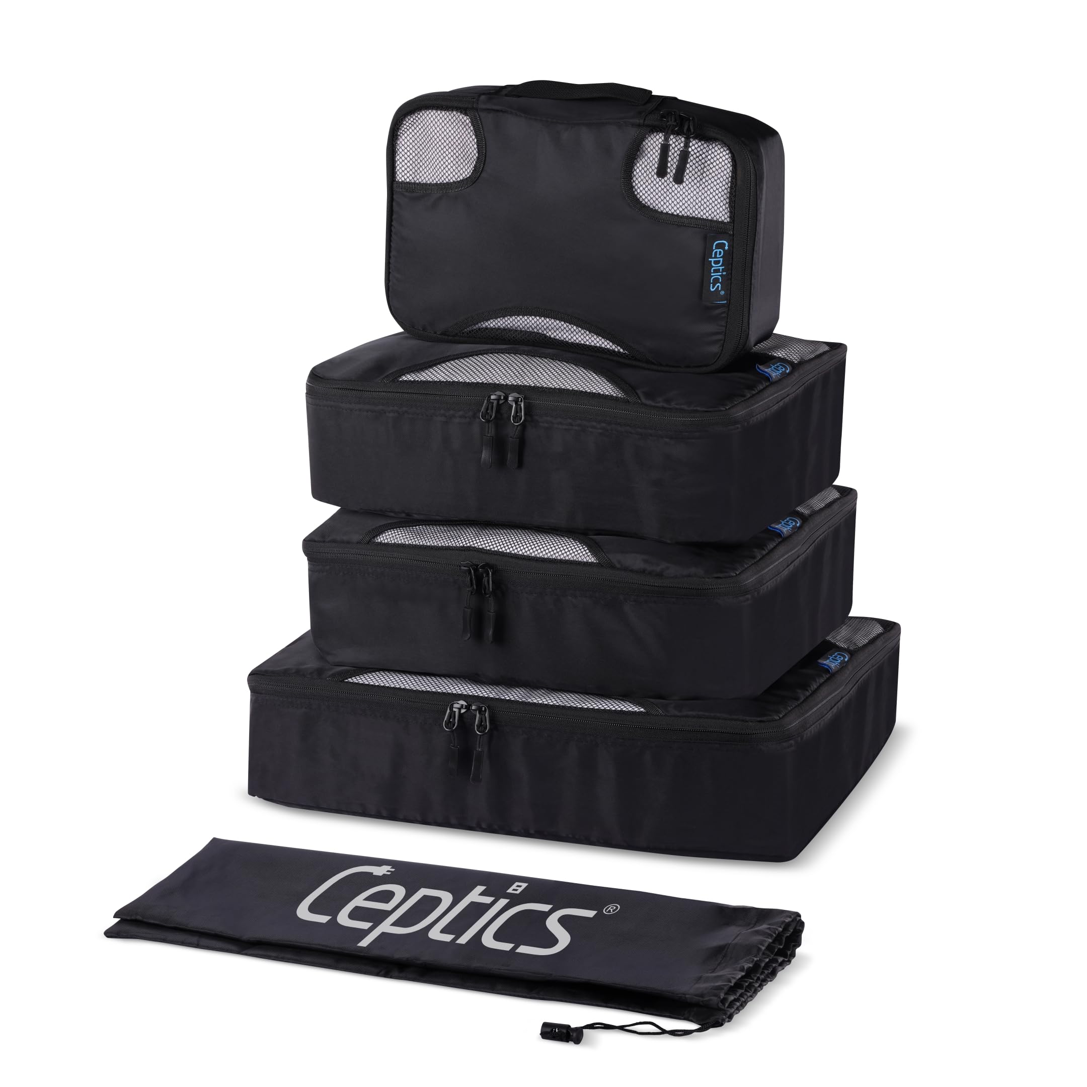 CepticsCeptics Travel Organiser Set of 5 Packing Cubes for Travel - Travel Accessories for Men and Women - Organizer Bag for Clothes and Toiletry Travelling Essentials for Bags - Grey