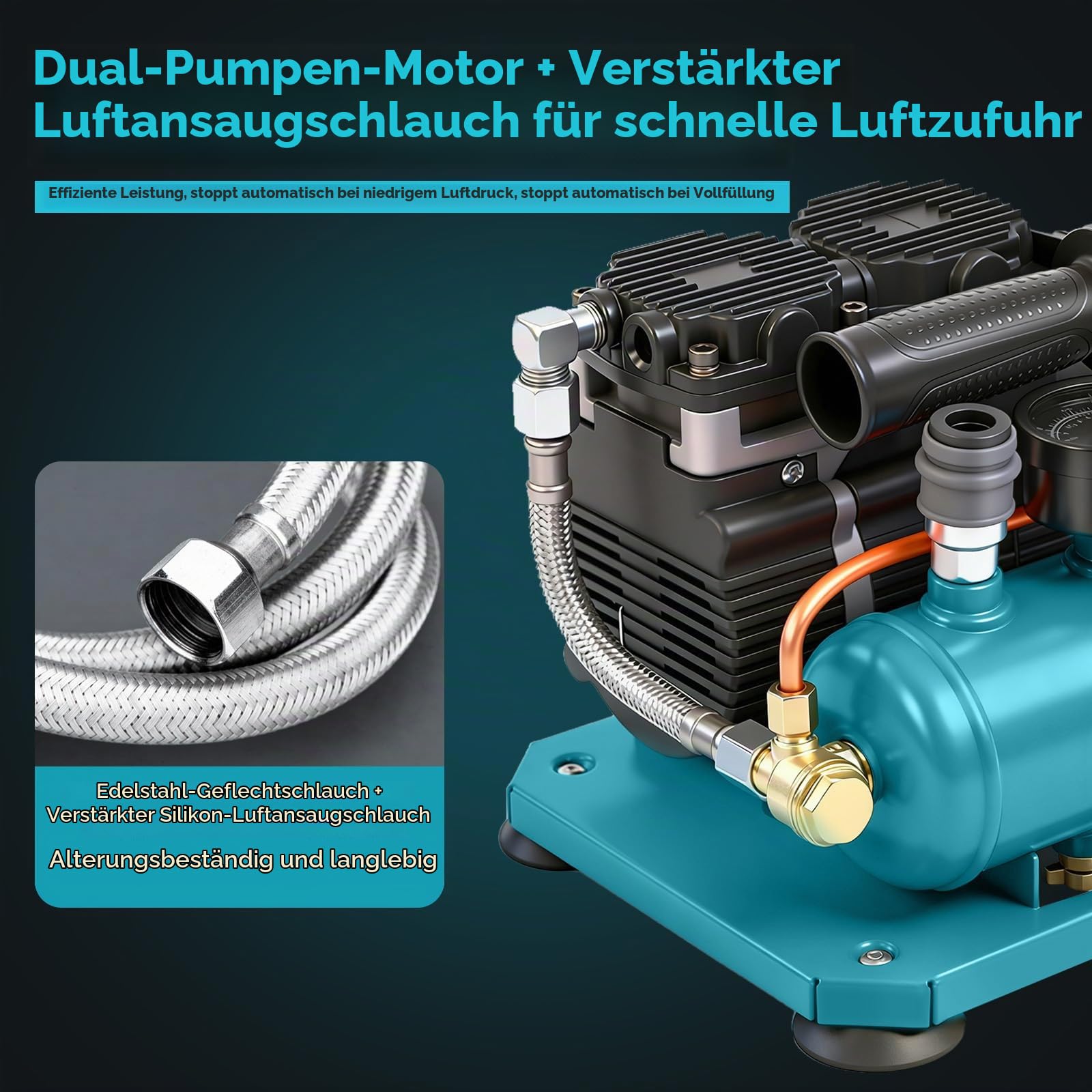 Akku Kompressor Druckluftkompressor für Makita 18V Akku, 8bar Arbeitsdruck