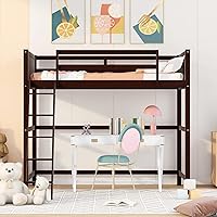 Vista 3 de Harper & Bright Designs Marco de cama individual tipo loft para niños con escalera angular, cama alta de madera para adolescentes, niñas, niños,