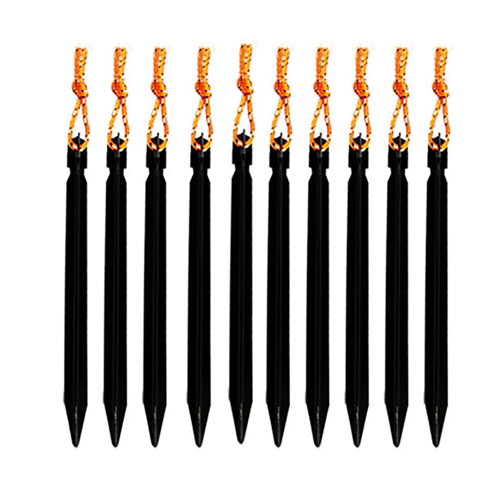 10 piquets de Tente Robustes et durables avec Accessoires de Tente en Corde, équipement de Camping, Voyage en Plein air, piquets de Tente de 18 cm pour Le Jardinage, la randonnée (Noir)