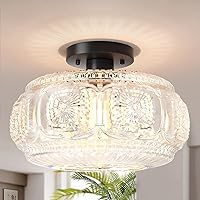 Vista 9 de Lámpara de techo semiempotrada, lámpara de techo de vidrio de globo, iluminación moderna dorada para pasillo, porche, pasillo, cocina, dormitorio