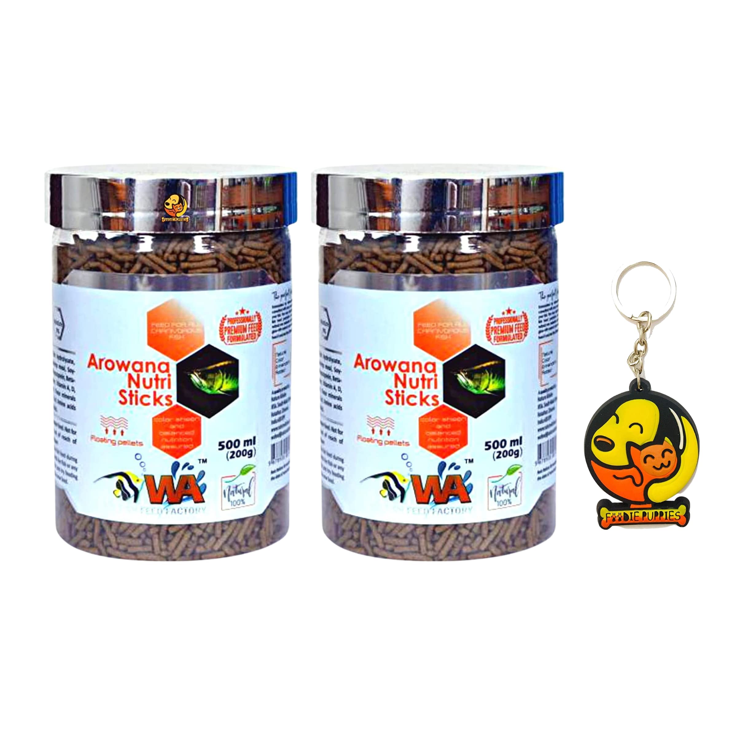 Foodie Puppies WA Arowana Nutri Sticks - 200g/500ml, Pack of 2 |Free Key Ring | Floating Pellets | Natural Color Enhances | Easy Digestion & Balanced Nutrition (B0BFN2L99P) Amazon Price History, Amazon Price Tracker