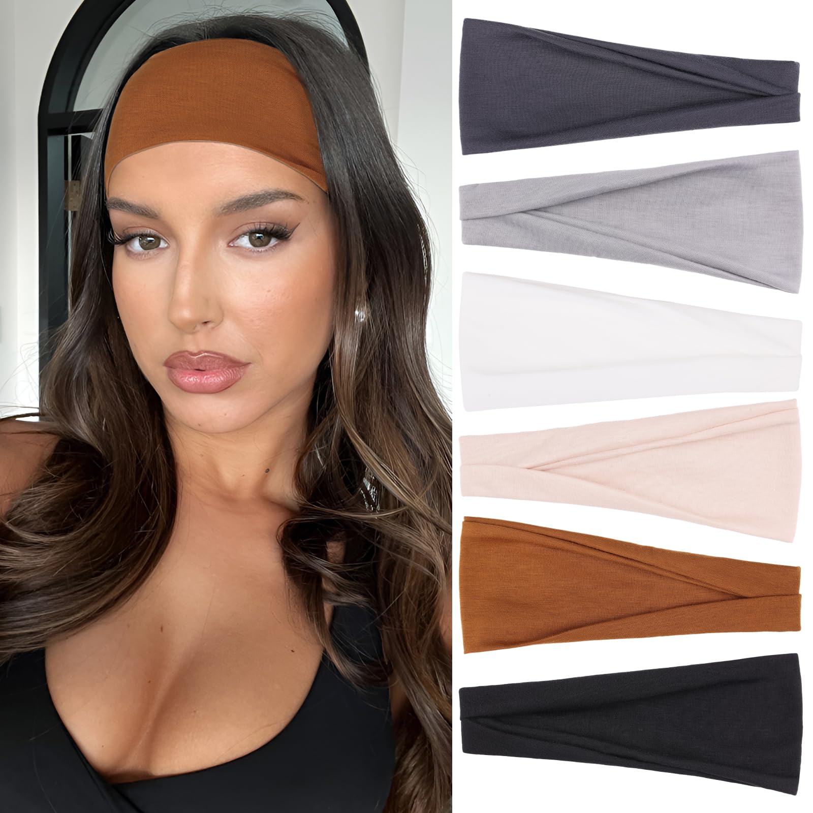 Thick Hairbands for Women Non Slip Workout Yoga Head Bands for Yoga Soft Sweat Headbands for Women's Hair Womens Solid Head Bands Hair Accessories-image-0
