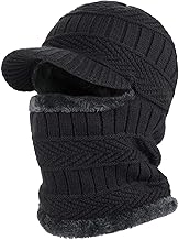 Winter Knit Balaclava Beanie Hat with Flexible Neck Warmer, Unisex Windproof Warm Ski Face Mask for Outdoor Sports