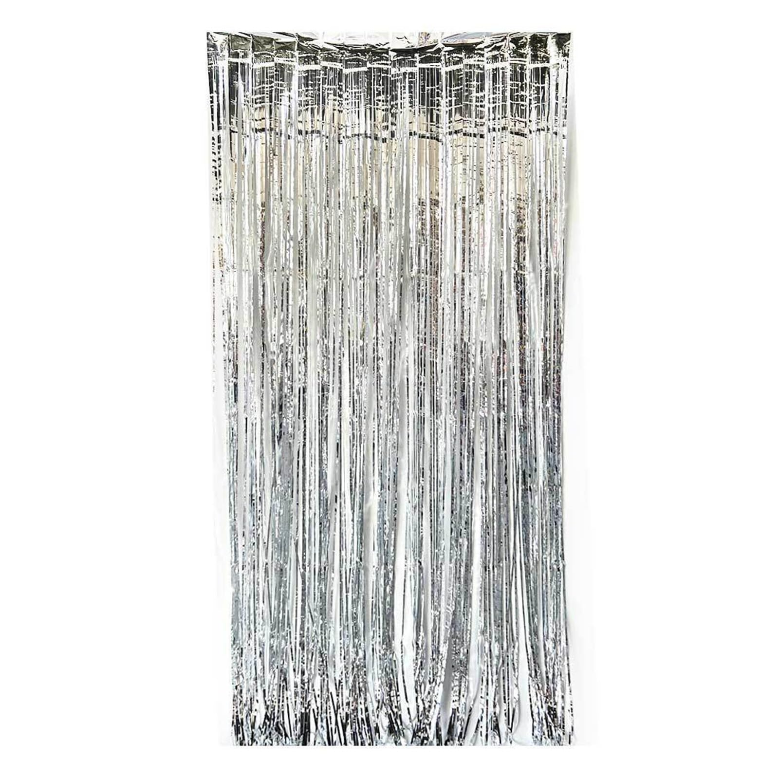 20 pz/2 Metri Tenda orpelli Lucidi Rosa con Frange in Lamina d'oro for la Decorazione di Sfondo della Festa Compleanno Nozze per Casa(Silver)