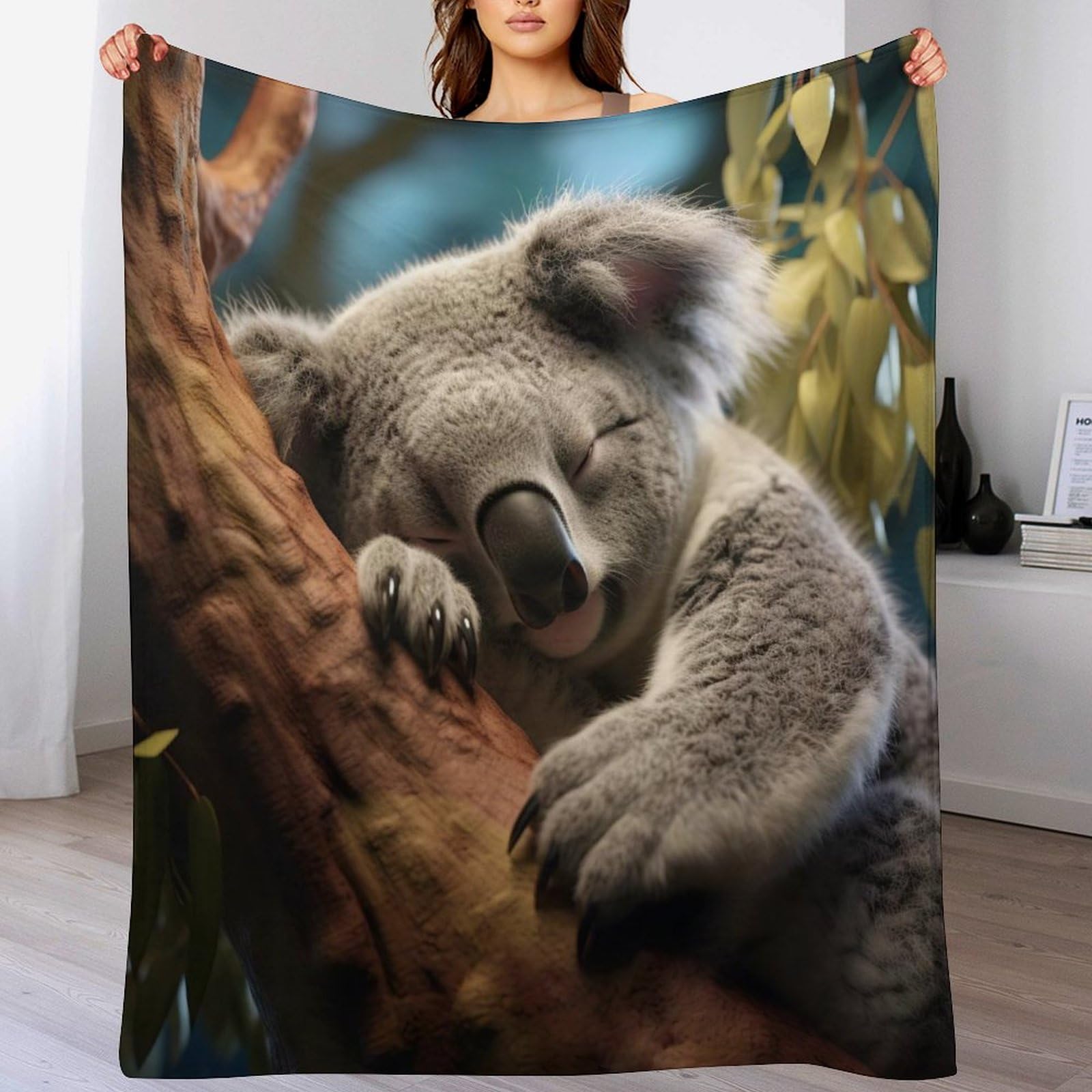 Couverture polaire flannel contre le froid pour canapé koala