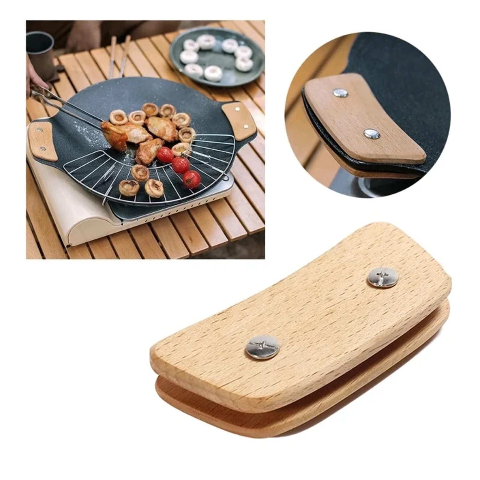 Topfdeckelgriff aus Buchenholz | 2 Paar Holz-Topf-Abdeckungsgriffe, Ersatz-BBQ-Pfannengriffe, Verbrühungen, wärmeisolierter Griff