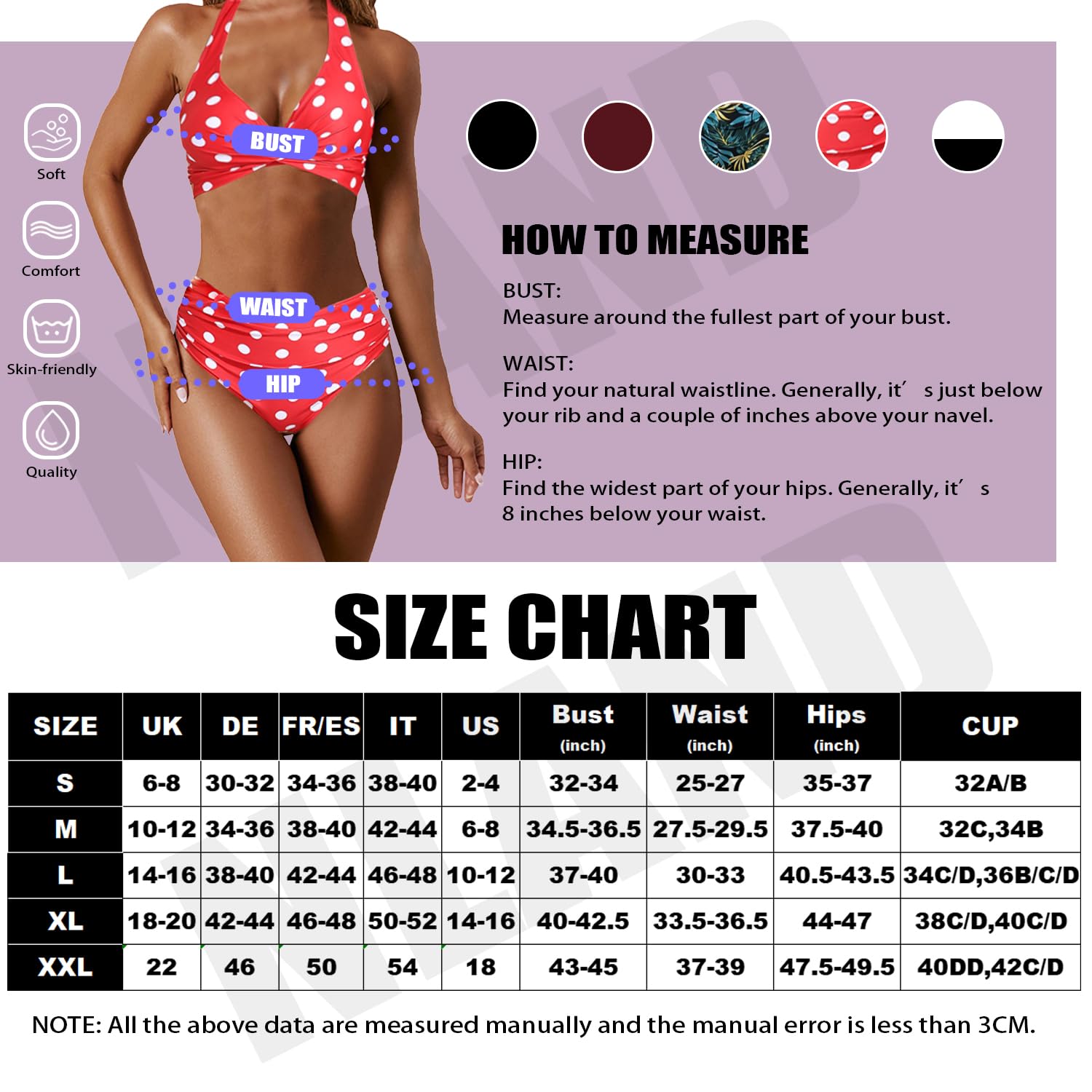 NLAND Bikini Push Up Due Pezzi Costumi da Bagno Donna Costume High Waisted Bikini Beachwear Estivi Bikini Beachwear