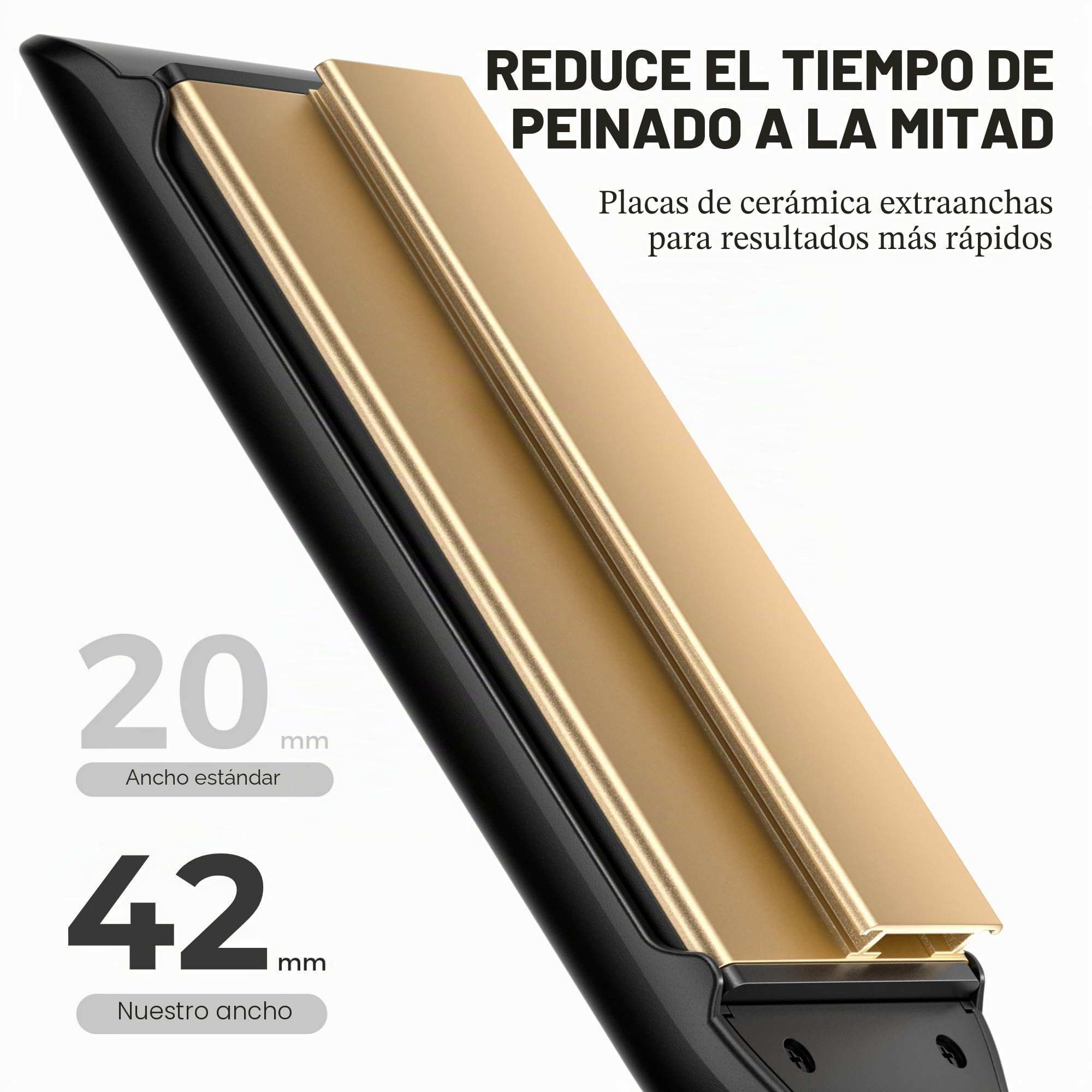BarberBoss Alisador, placas flotantes de cerámica, tratamiento iónico y queratina para cabello liso y sin encrespamiento, plancha profesional a temperatura ajustable (QR-8422, Negro)