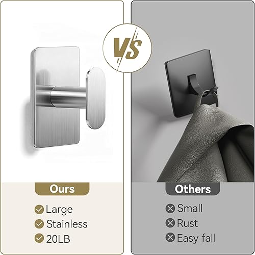 Miniatura 5 de Gancho adhesivo para toalla y abrigo, plateado, paquete de 2