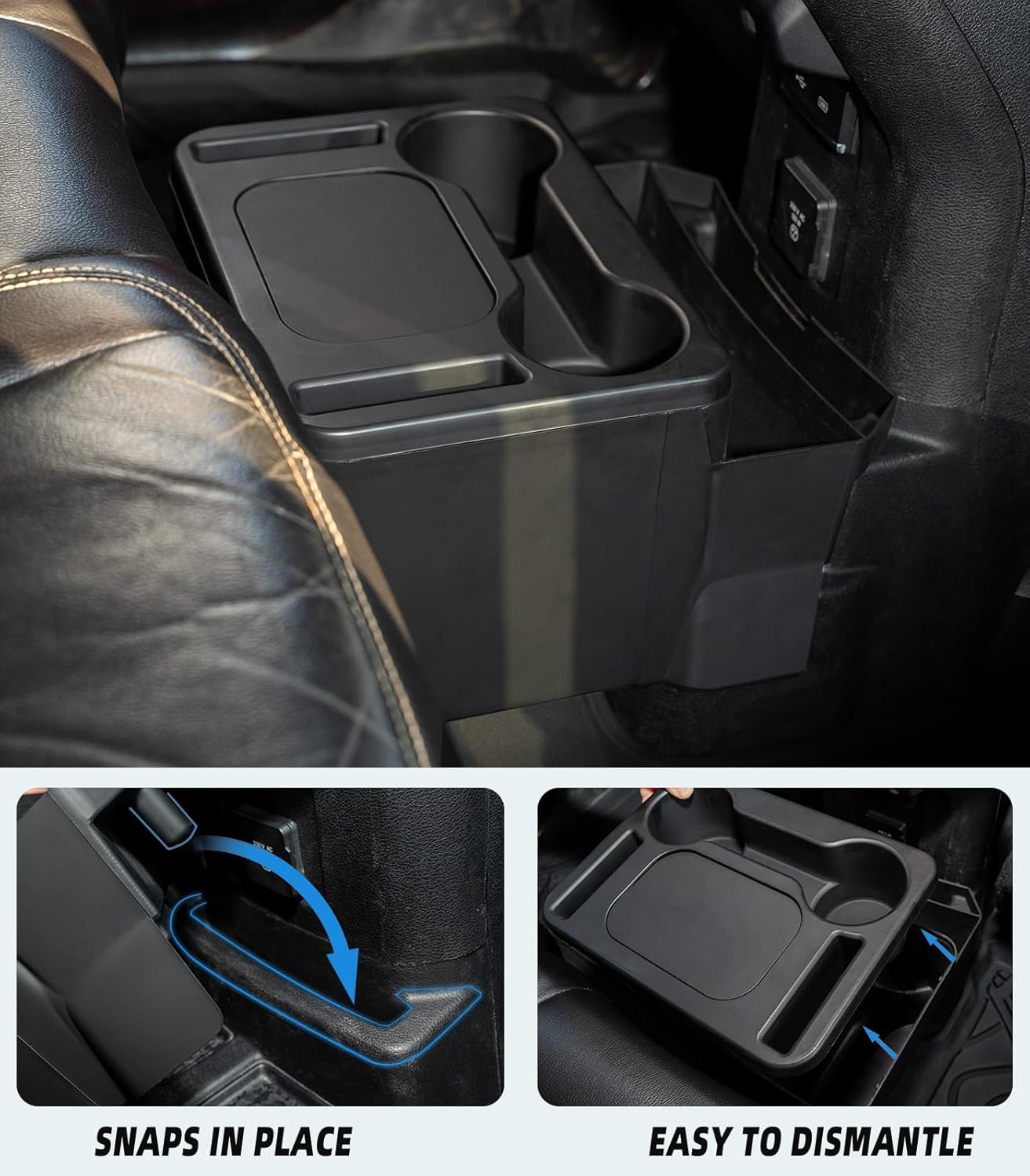 Trash Can with Cup Holder for Wrangler JL JLU & Gladiator JT, Large Rear Storage Organizer with Cup Holder & Phone Holder Multi-Function Jeep Accessories for Wrangler JL JLU & Gladiator JT 2018-2025