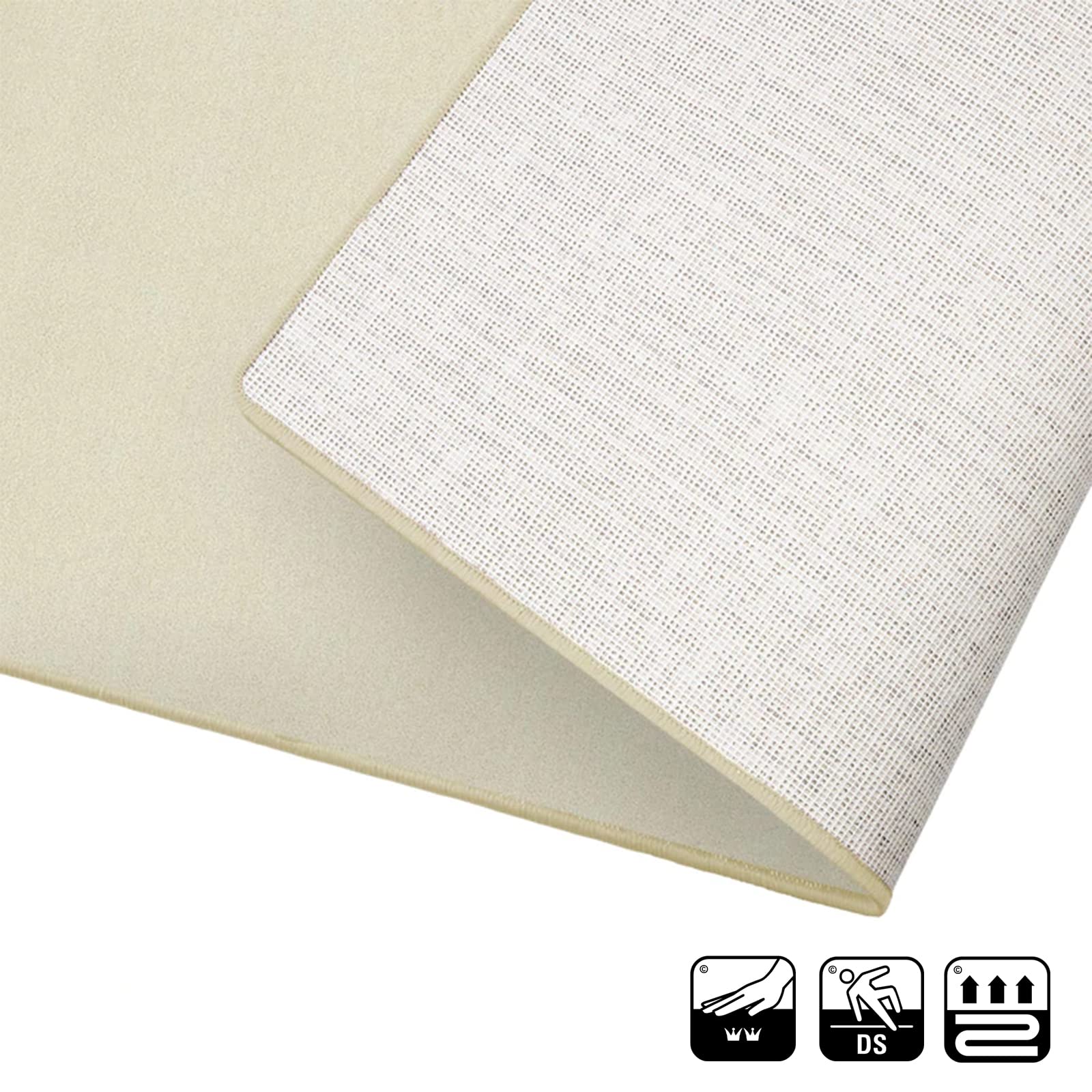 Floordirekt Velours-Bettumrandung Dynasty - Bettvorleger Teppichläufer - 3-teiliges Läufer-Set in 3 Größen (B: 67 cm | L: 1 x 250 cm + 2 x 140 cm, Creme)