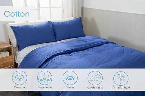 Miniatura 5 de Discshi Juego de funda de edredón de 3 piezas 100% algodón, transpirable, duradero, suave, cómodo, con 1 funda de edredón (90 x 104 pulgadas) y 2