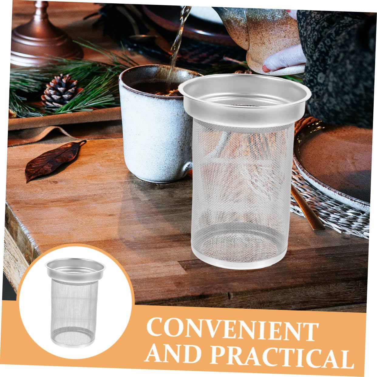 Cabilock Teapot Infuser Insert Tea Strainer Mesh Filter Stainless Steel Tea Strainer for Loose Te