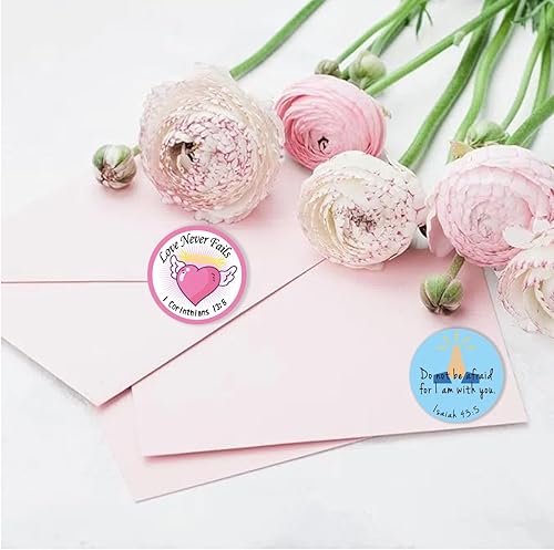 Miniatura 6 de Calcomanías de la Biblia cristiana para niños, 1000 unidades de 1.5 pulgadas, calcomanías adhesivas de Jesús con citas de las Escrituras cristianas