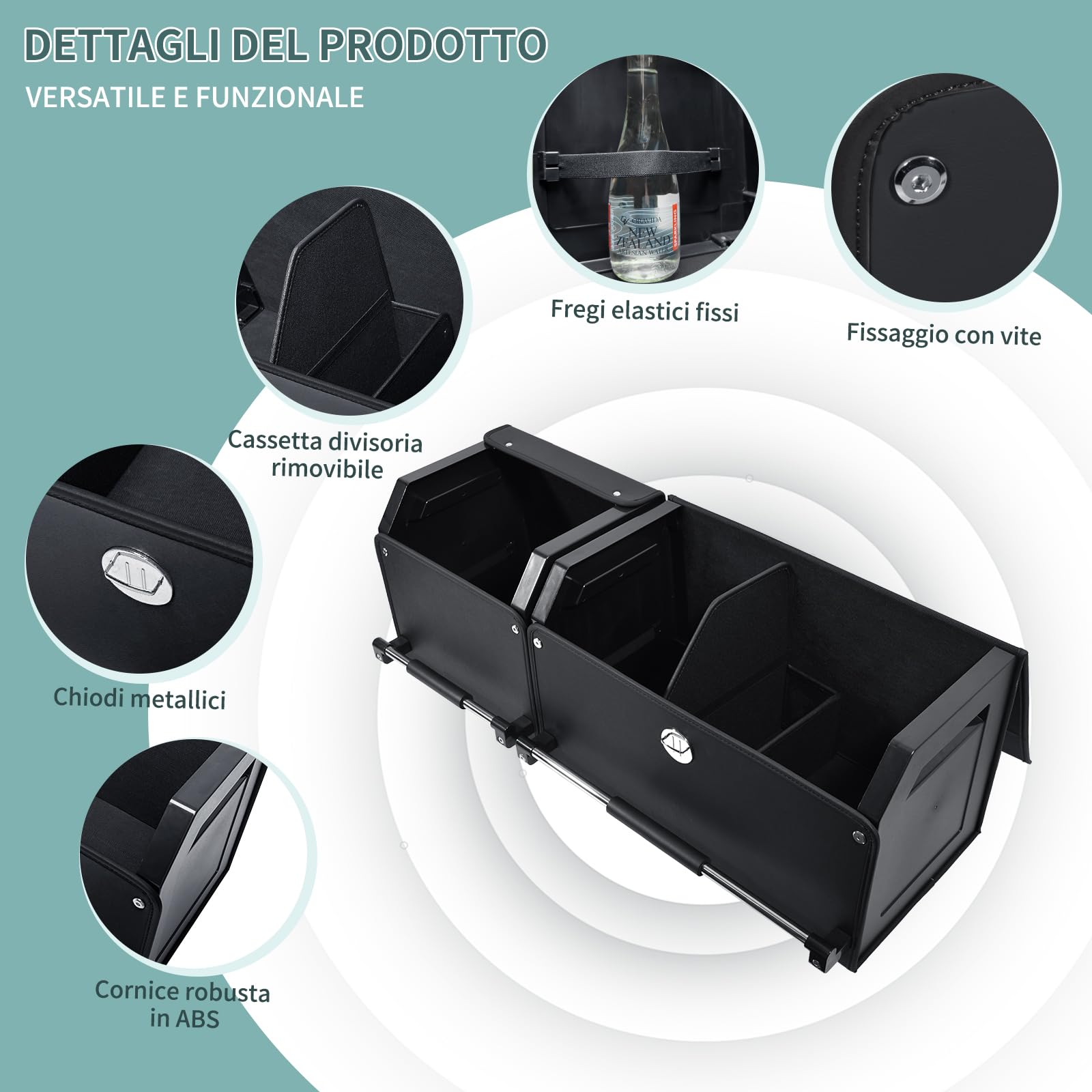 Auto Trunk Organizer, Pieghevole Auto Trunk Storage Organizer con Coperchio e Maniglia Robusta e Stoccaggio per SUV, Camion, Sedan (Nero, XL 92 * 29 * 31cm)