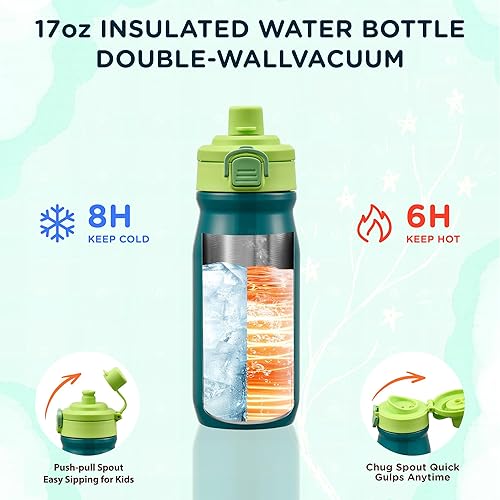 Miniatura 5 de Lonchera Bento para niños con termo de 8 onzas, a prueba de fugas, con 2 compartimentos, botella aislada, bolsa de almuerzo, sin BPA, apta para