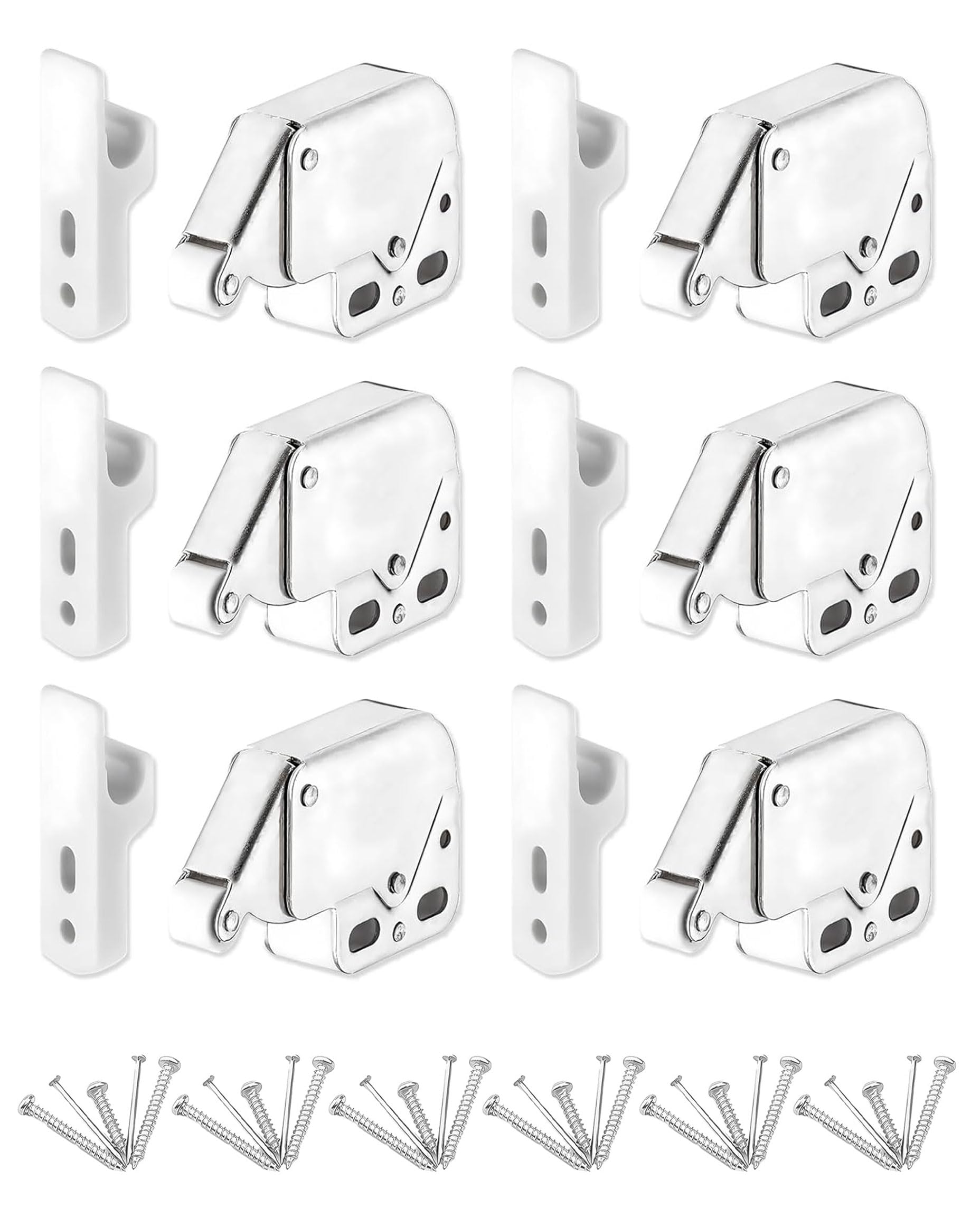 6 Pezzi Scrocco a Molla Per Armadi, Push Pull per Ante, Calamite per Mobili Chiusura, Mini Chiusura a Pressione Con Viti Per Comodini Armadietti Schedari Porte Mobili