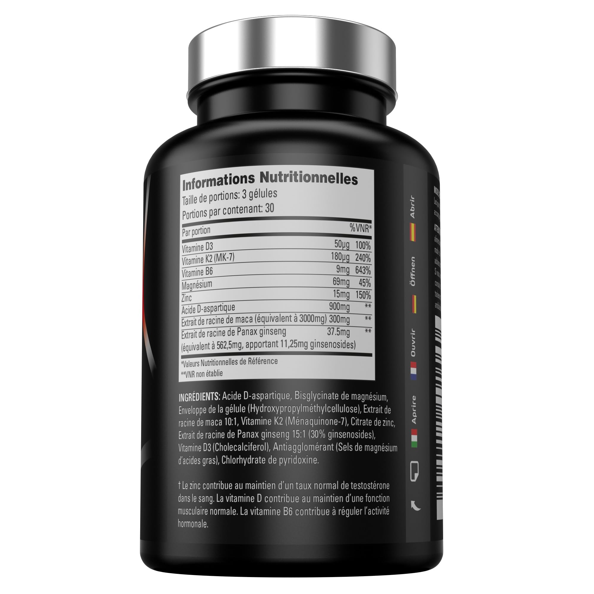 Booster de Testostérone pour Homme – ULTRA ANABOLIC, Formule Renforcée pour la Testostérone, la Musculation, l’Énergie & la Libido – Complément Végan au Magnésium et Zinc, 90 Gélules