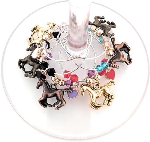 Encantos de vino de caballo, Regalos, Encantos de vino de carrera, Identificador de etiqueta de vidrio, Marcadores de vidrio Country Girl, 6