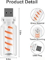 Vista 5 de 2 luces USB para el interior del automóvil, regulables al tacto, diseño de botella de vidrio retro mini adecuado para automóviles, dormitorios, Azul